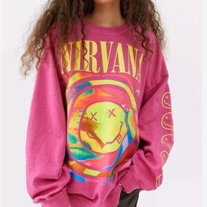 Nirvana Magenta Smiley Sweatshirt